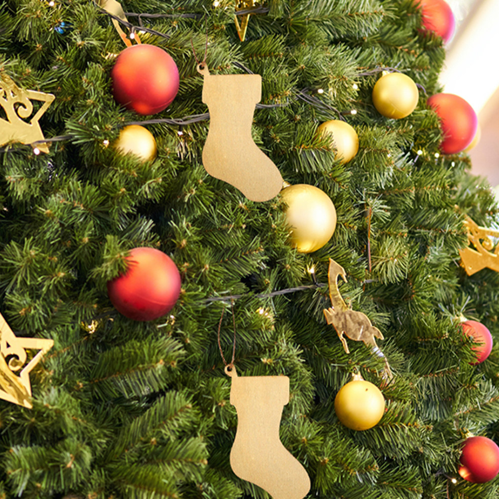 Christmas Craft Embellishment - 10pcs Christmas Stocking Wooden Cutouts Unfinished