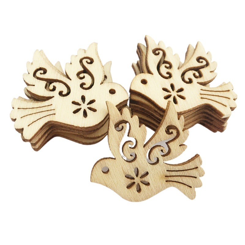 Craft Embellishment - 50pcs Unfinished Wooden Peace Dove Wood