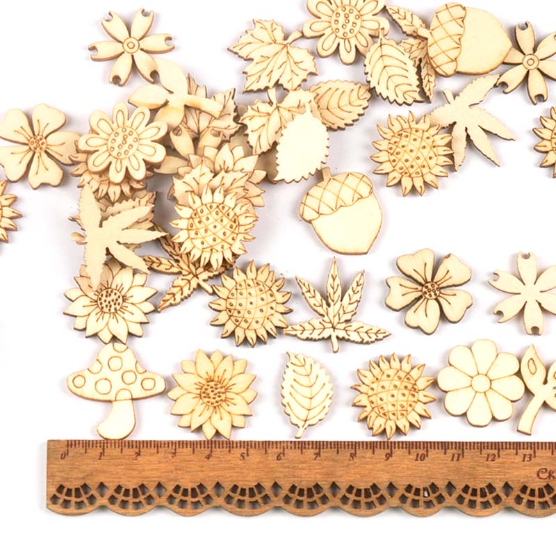 30Pcs 25-30mm Wood DIY Accesso - Craft Embellishment ulasan dan harga