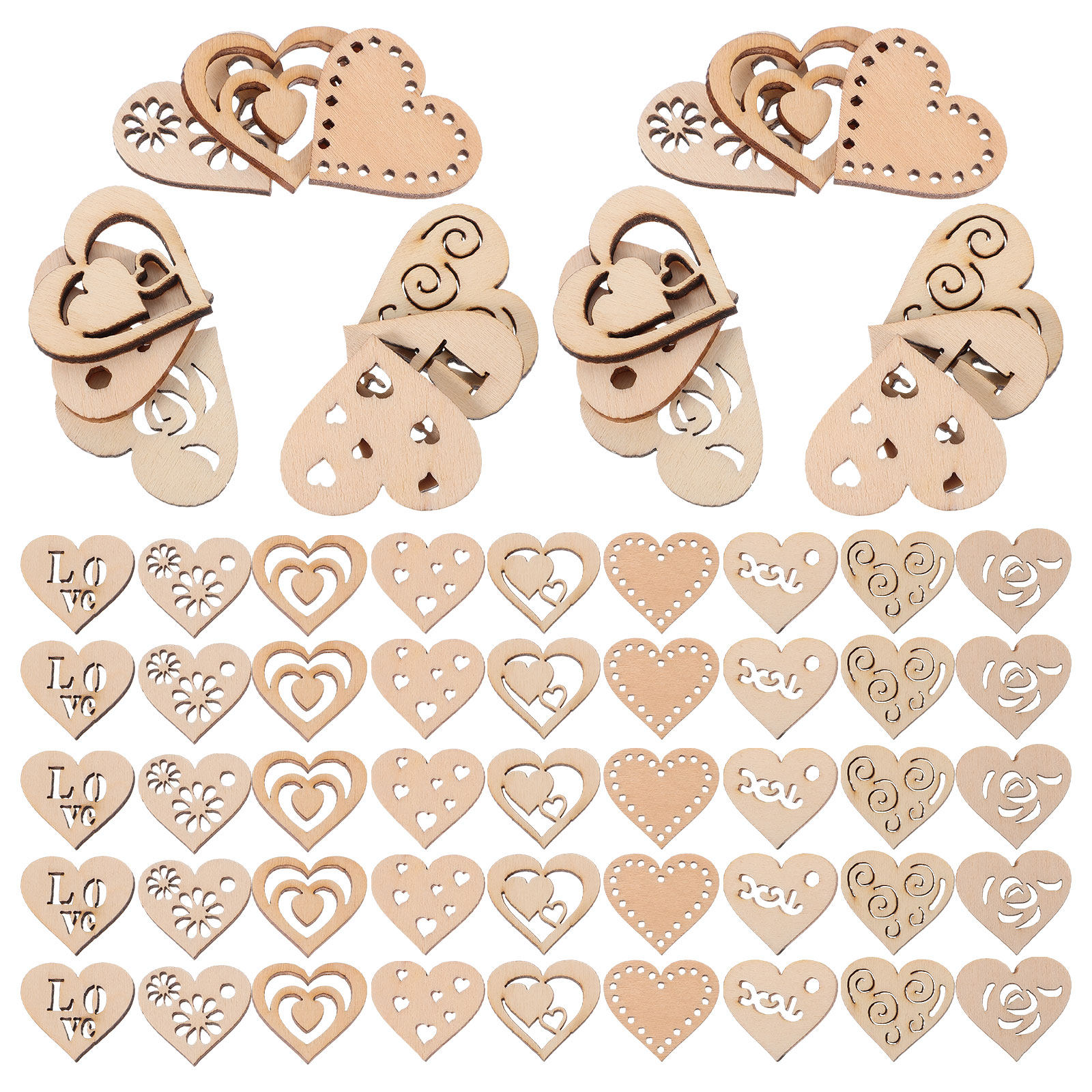 1Set Wooden Heart Slices Hangi - Christmas Craft Embellishment ulasan dan harga