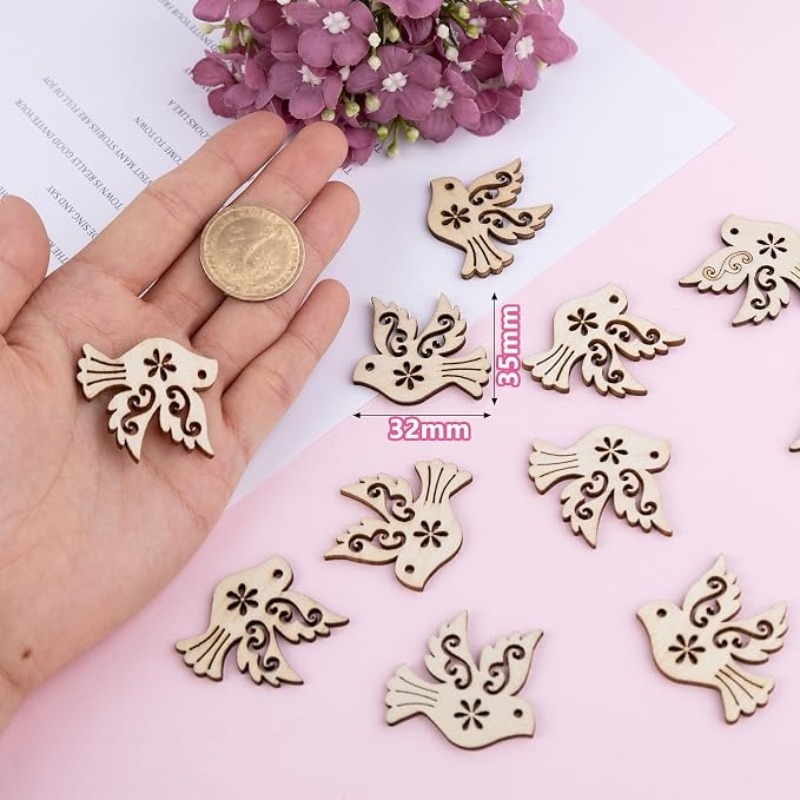 50pcs Unfinished Wooden Peace  - Craft Embellishment ulasan dan harga