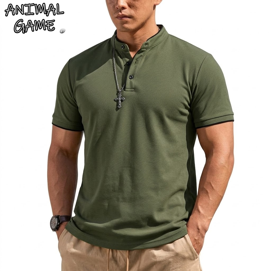 Summer Short Sleeve Henley Shi - Embellish Knit ulasan dan harga