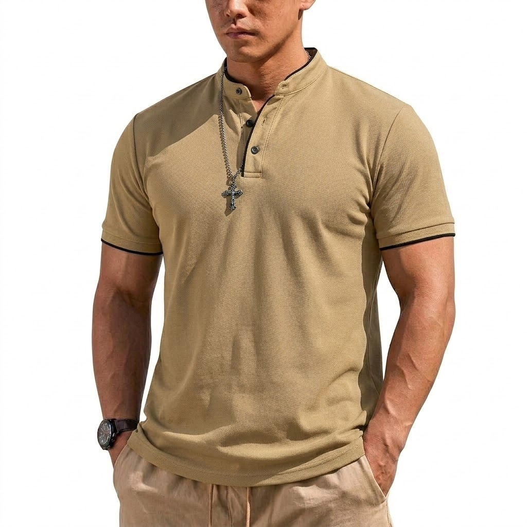 Summer Short Sleeve Henley Shi - Embellish Knit ulasan dan harga